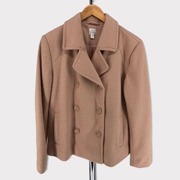 LC Lauren Conrad Blush Pink Bow Back Lined Peacoat Wool Blend NWT - Picture 3 of 15